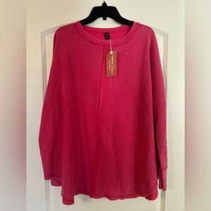 NWT Shein Bright Pink Waffle Top